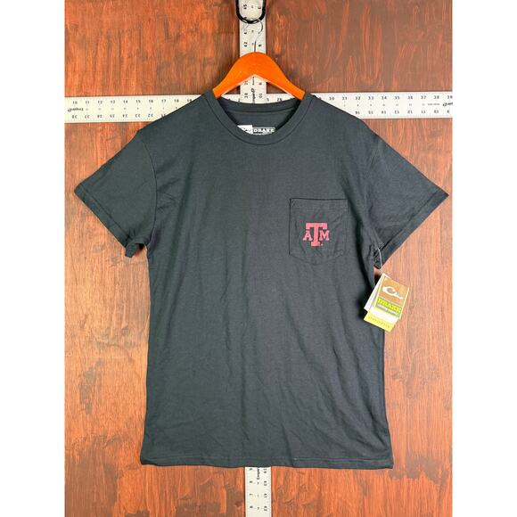 Texas A&M Aggies Drake Waterfowl Pocket T Shirt Black Maroon Men Medium NCAA NEW - Picture 1 of 7